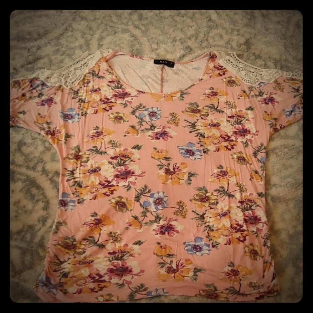 Floral cold shoulder top
